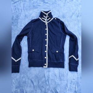 Vintage Ralph Lauren Polo Jeans Band Jacket Military Coat Sz L Knit Golden crest